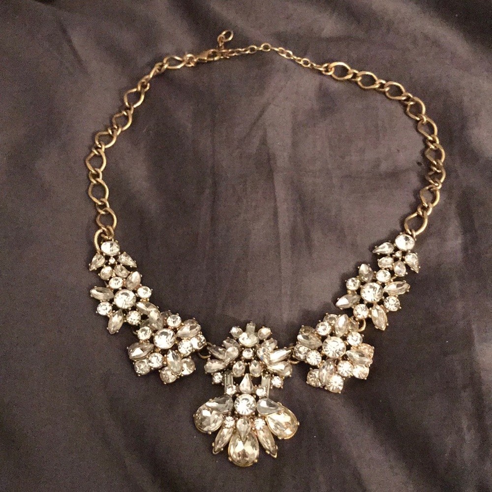 J. Crew Gold and Crystal Statement Necklace